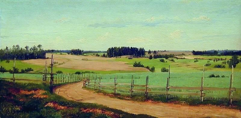 Volodymyr Orlovsky - Paesaggio estivo con strada c.1875